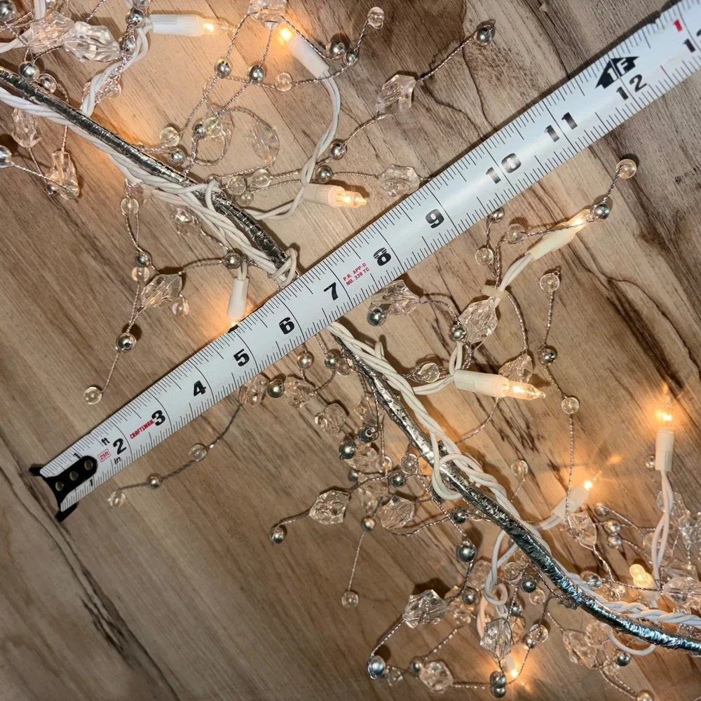 9' LED Gem Garland 100 Warm White LED Lights Christmas Holidays Weddings